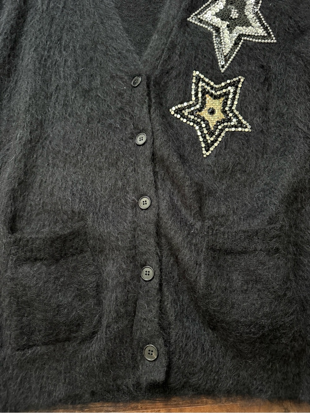 Saint Laurent Star Embellished Mohair Women’s Cardigan Sweater ~ Made in Italy - Picture 6 of 15